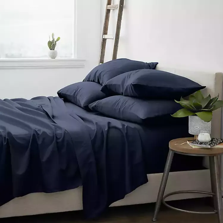 Bed Sheets-Kirklands Home Navy Ultra Soft 6-pc. King Sheet Set Blue