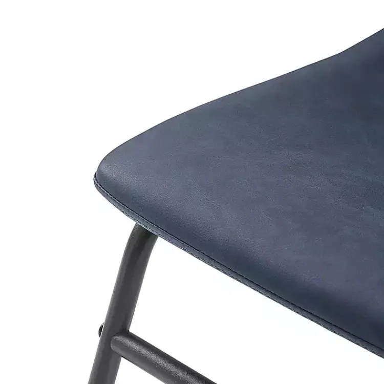 Dining Chairs-Kirklands Home Navy Leather Industrial Dining Chairs, Set of 2 Blue