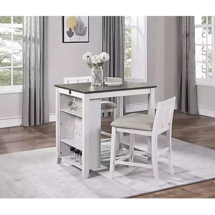 Dining Sets-Kirklands Home USB Counter Table and Stools, Set of 3 Ivory