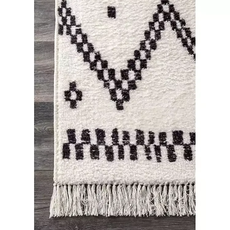Area Rugs-Kirklands Home Black and White Tracy Fringed Area Rug, 8x10