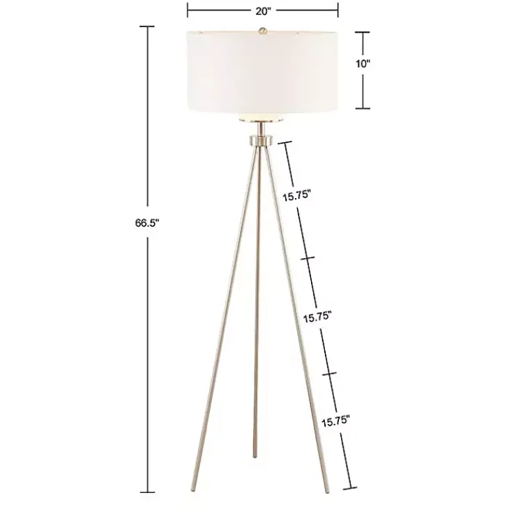 Floor Lamps-Kirklands Home Silver Metal Tripod Floor Lamp White