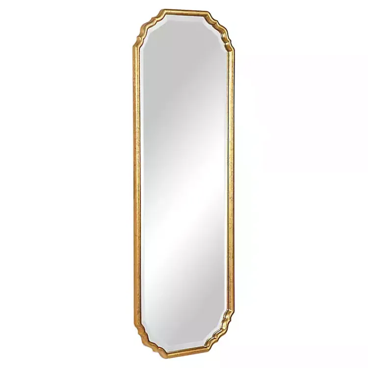 Decorative Mirrors-Kirklands Home Antique Gold Wooden Mirror with Curved Corners