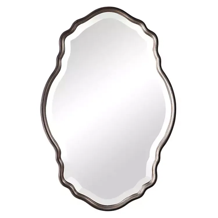 Decorative Mirrors-Kirklands Home Antique Bronze and Silver Curved Wooden Mirror