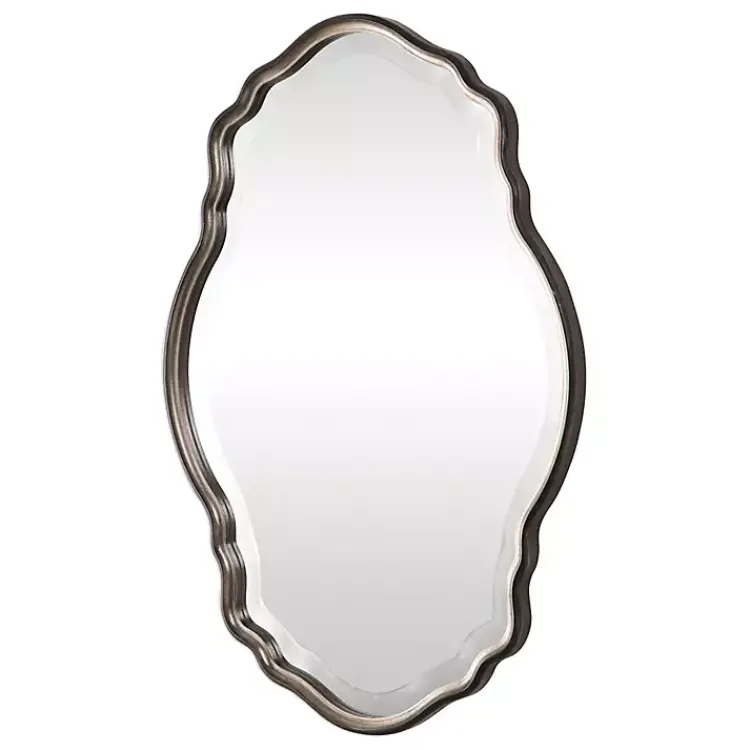 Decorative Mirrors-Kirklands Home Antique Bronze and Silver Curved Wooden Mirror