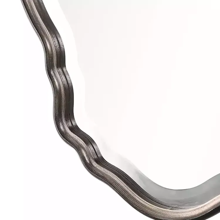 Decorative Mirrors-Kirklands Home Antique Bronze and Silver Curved Wooden Mirror