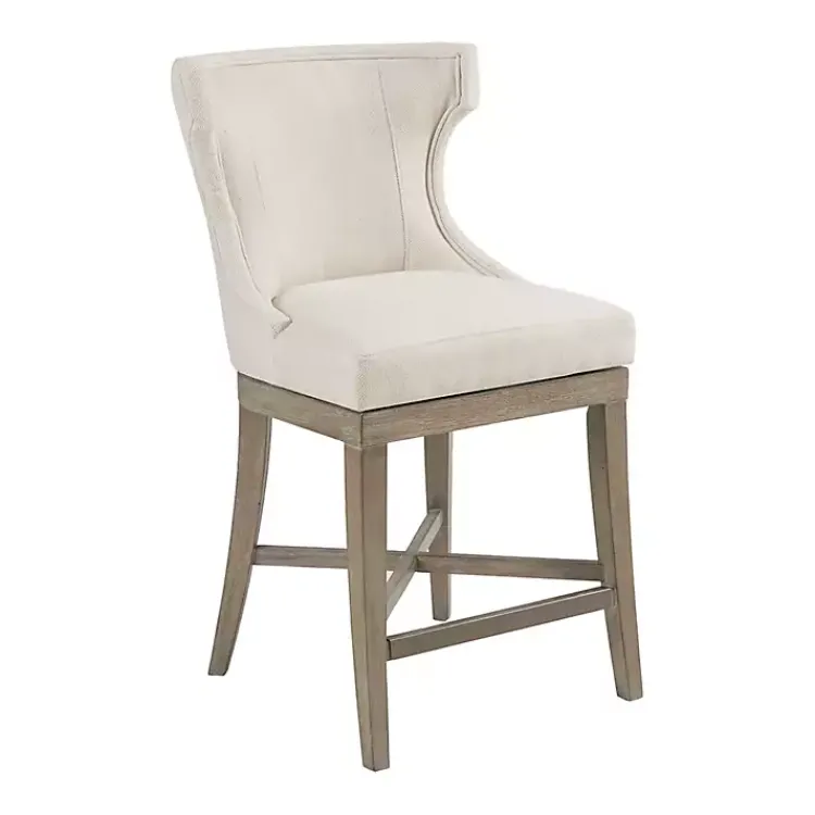 Bar Stools & Counter Height Stools-Kirklands Home Cream Wingback Swivel Seat Counter Stool