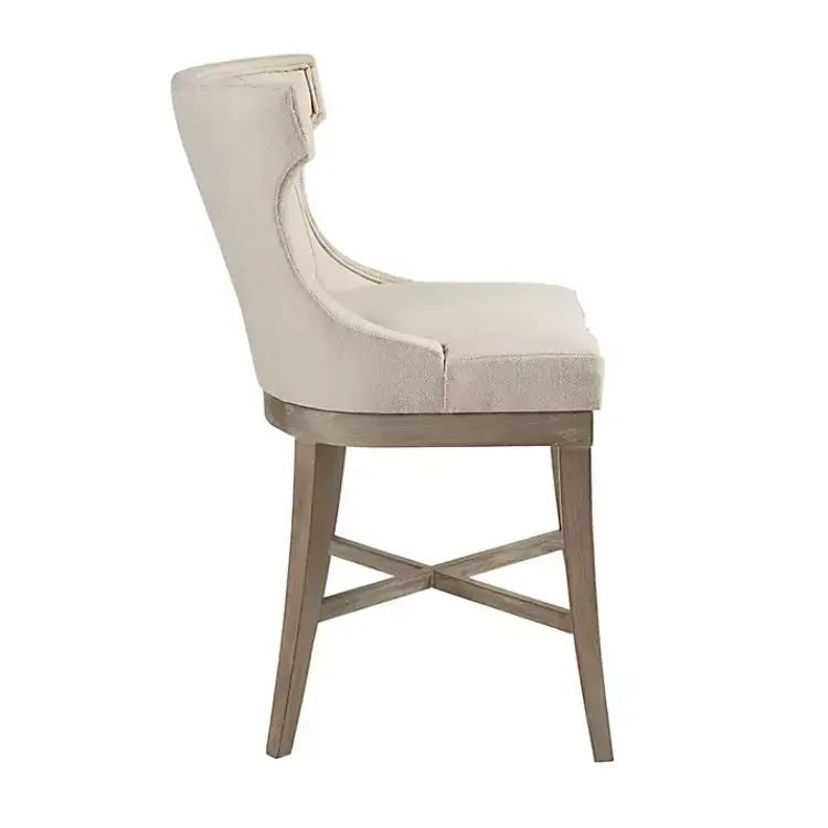 Bar Stools & Counter Height Stools-Kirklands Home Cream Wingback Swivel Seat Counter Stool