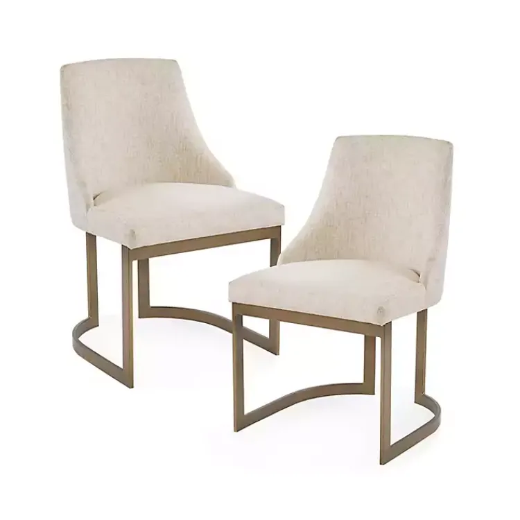 Dining Chairs-Kirklands Home Cream and Gold Modern Dining Chairs, Set of 2 Tan