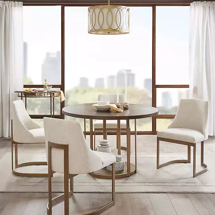 Dining Chairs-Kirklands Home Cream and Gold Modern Dining Chairs, Set of 2 Tan