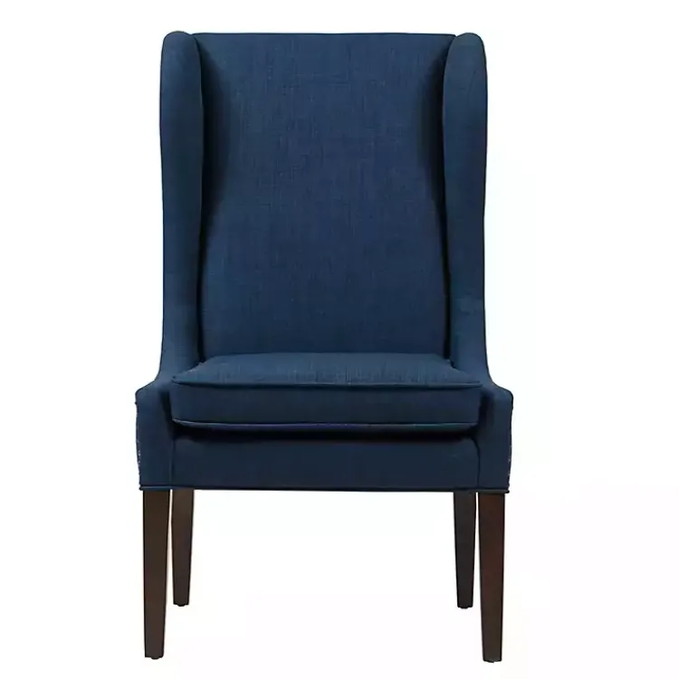 Dining Chairs-Kirklands Home Navy High Wingback Nailhead Trim Dining Chair Blue