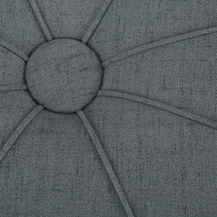 Benches & Ottomans-Kirklands Home Thick Welting Center Button Oval Ottoman Blue