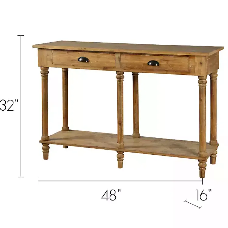 Console Tables-Kirklands Home Natural Wooden 2-Drawer Console Table