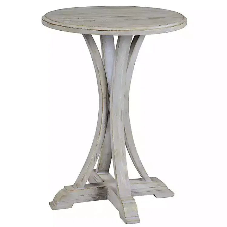 Accent & End Tables-Kirklands Home Wooden Arched Base Round Top Accent Table White