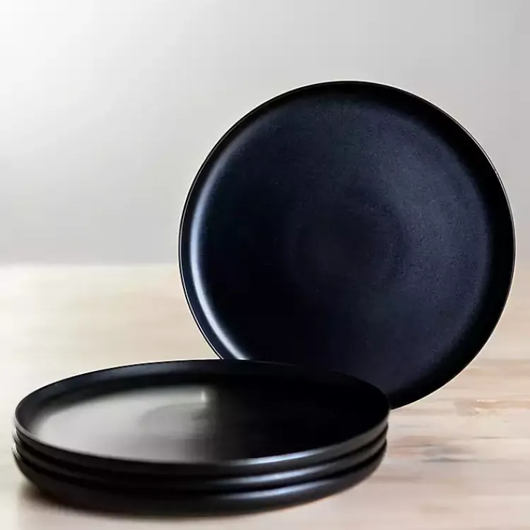 Dinnerware-Kirklands Home Matte Simple Things Salad Plates, Set of 4 Black