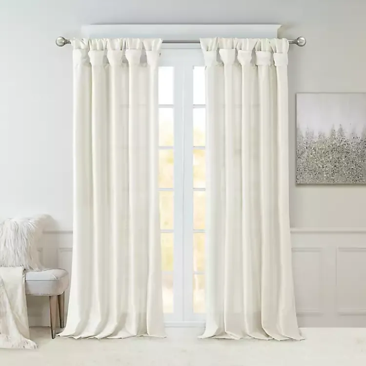 Curtains & Drapes-Kirklands Home Twist Top Curtain Panel, 108 in. White