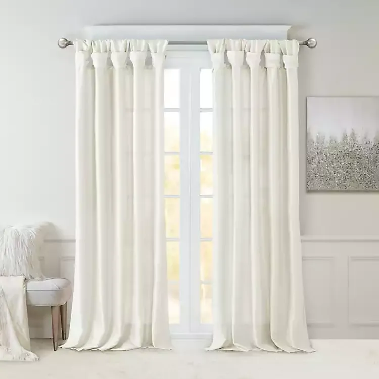 Curtains & Drapes-Kirklands Home Twist Top Curtain Panel, 120 in. White