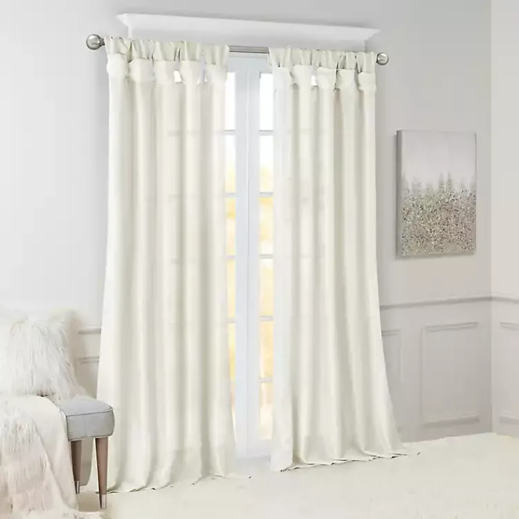 Curtains & Drapes-Kirklands Home Twist Top Curtain Panel, 120 in. White