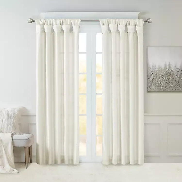 Curtains & Drapes-Kirklands Home Twist Top Curtain Panel, 84 in. White