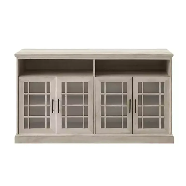 Tv Stands & Media Consoles-Kirklands Home White Oak Glass Door TV Stand, 58 in. Ivory