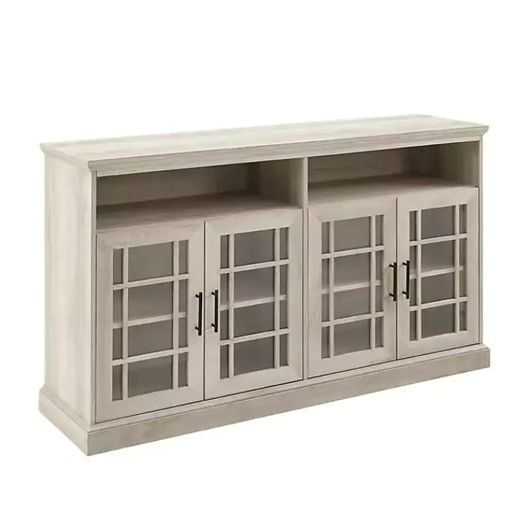 Tv Stands & Media Consoles-Kirklands Home White Oak Glass Door TV Stand, 58 in. Ivory