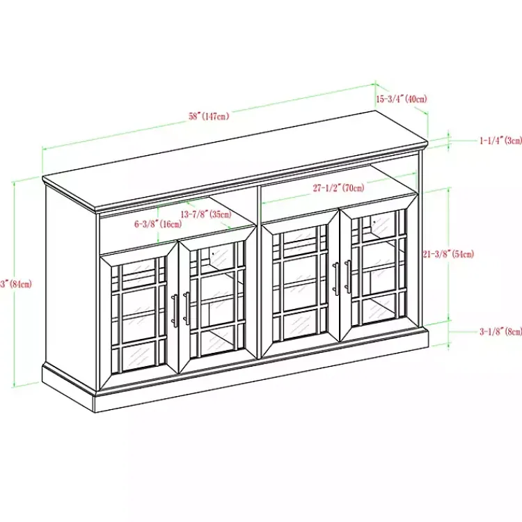 Tv Stands & Media Consoles-Kirklands Home White Oak Glass Door TV Stand, 58 in. Ivory