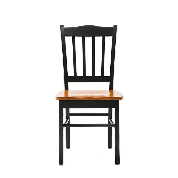 Dining Chairs-Kirklands Home Black & Oak Wood Shaker Dining Chairs, Set of 2 Brown
