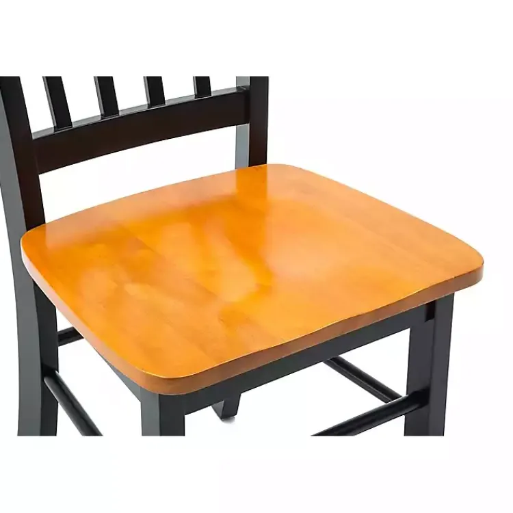 Dining Chairs-Kirklands Home Black & Oak Wood Shaker Dining Chairs, Set of 2 Brown