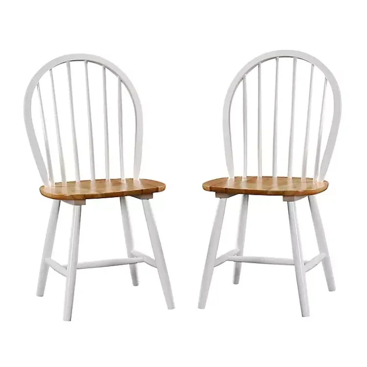Dining Chairs-Kirklands Home Cream & Natural Wooden Dining Chairs, Set of 2 White