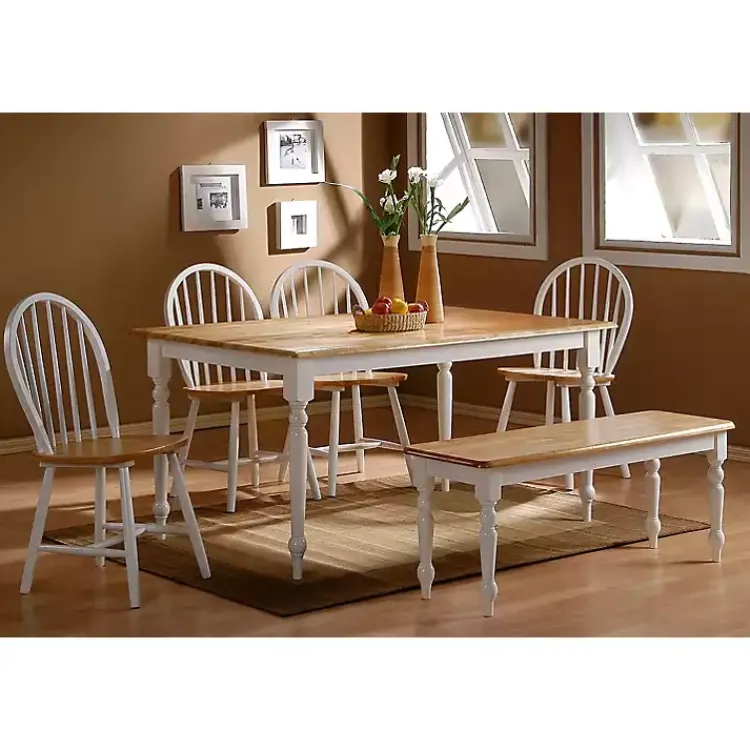 Dining Chairs-Kirklands Home Cream & Natural Wooden Dining Chairs, Set of 2 White