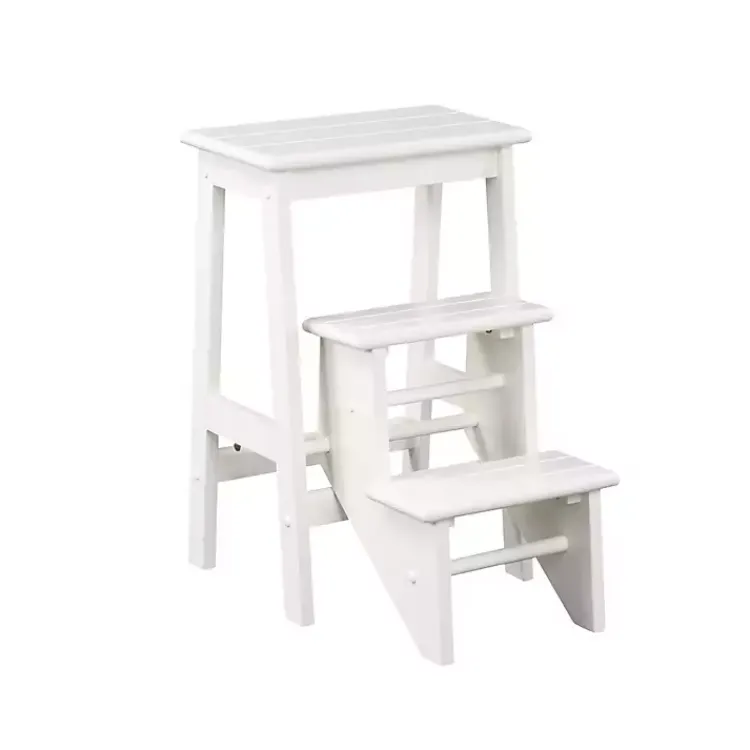 Bar Stools & Counter Height Stools-Kirklands Home Cream Wooden 3-Level Step Stool Ivory