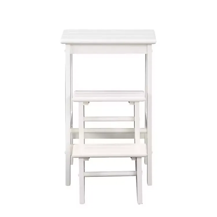 Bar Stools & Counter Height Stools-Kirklands Home Cream Wooden 3-Level Step Stool Ivory