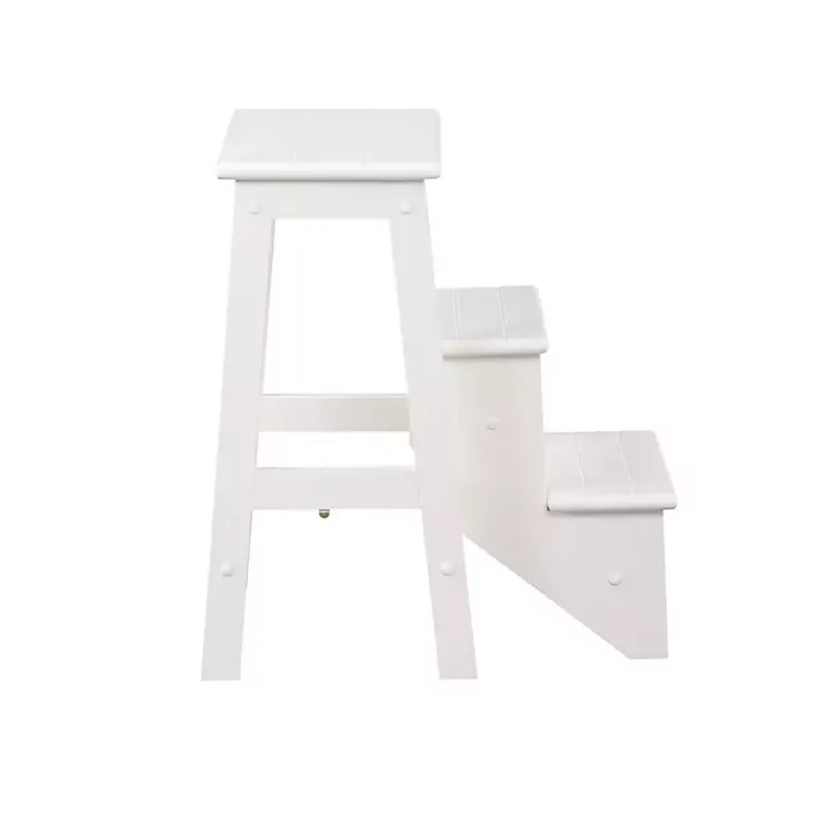 Bar Stools & Counter Height Stools-Kirklands Home Cream Wooden 3-Level Step Stool Ivory