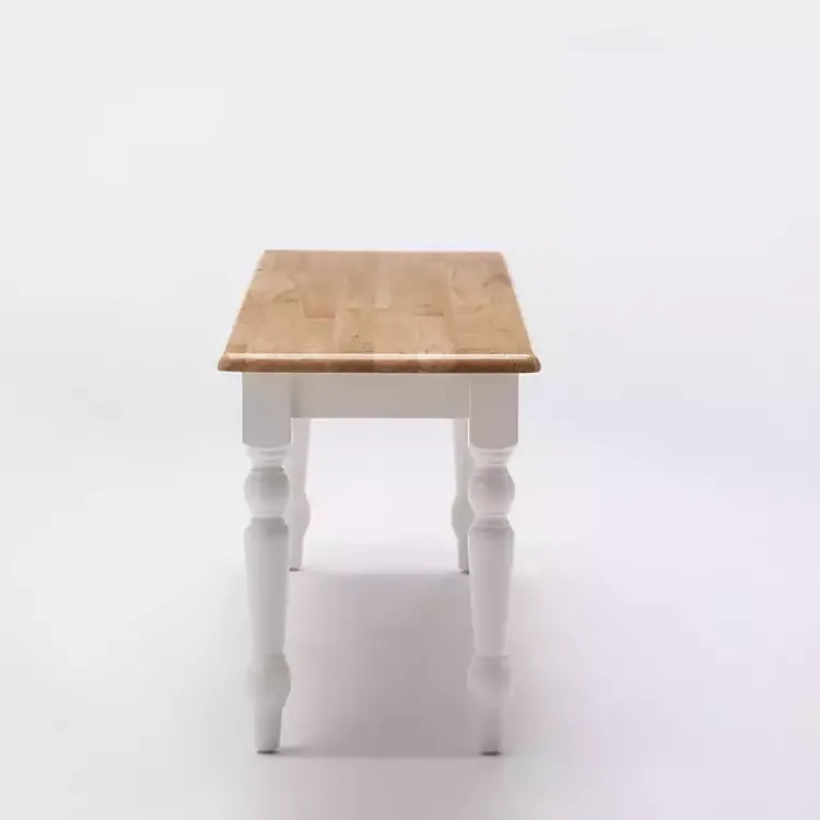 Dining Chairs-Kirklands Home Cream and Natural Wood Dining Bench