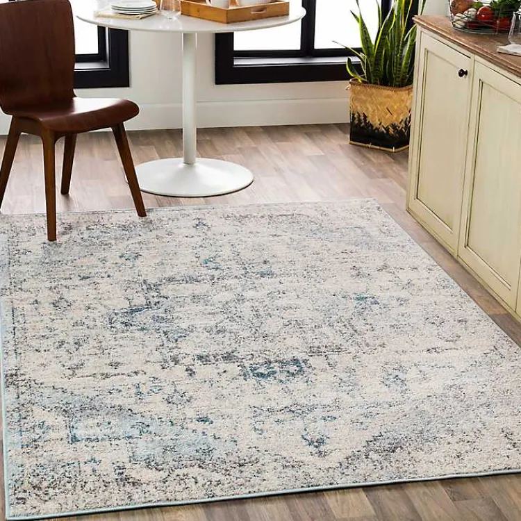 Area Rugs-Kirklands Home White Anita Distressed Area Rug, 7x10 Gray