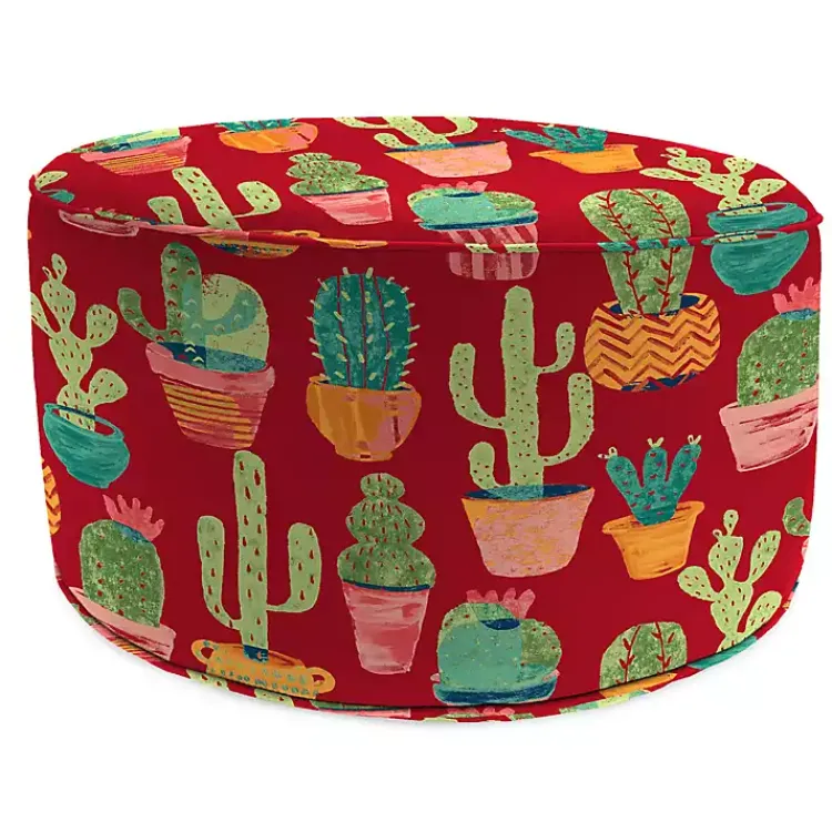 Outdoor Cushions & Pillows-Kirklands Home Cactus Cetera Outdoor Pouf