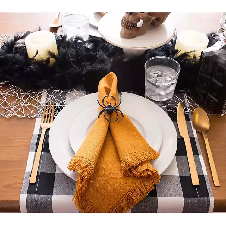 Table Linens-Kirklands Home Matte Spider Napkin Rings, Set of 6 Black
