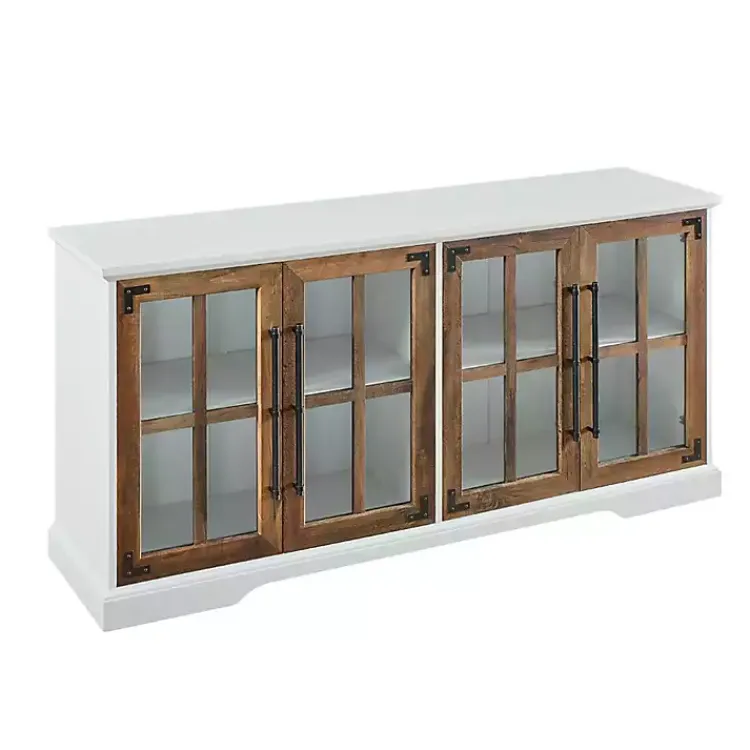 Tv Stands & Media Consoles-Kirklands Home and Rustic Oak Glass Door TV Stand White