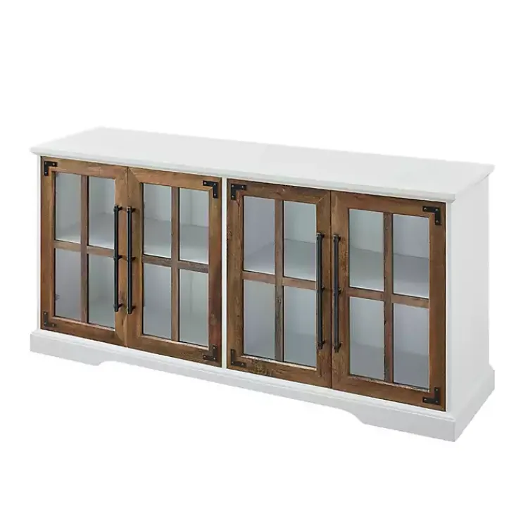 Tv Stands & Media Consoles-Kirklands Home and Rustic Oak Glass Door TV Stand White