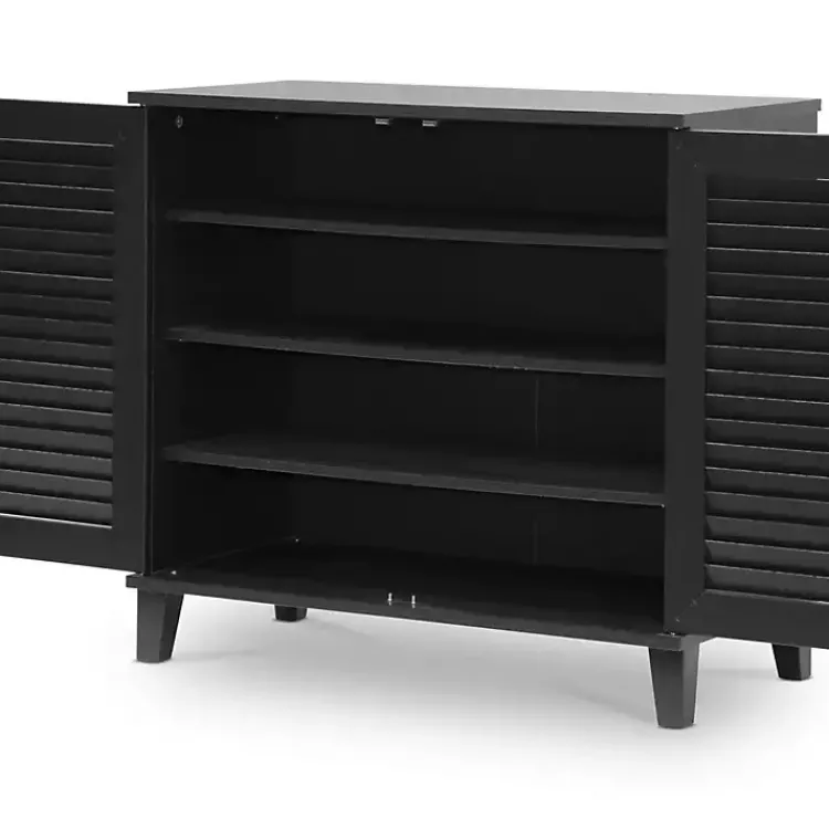 Cabinets & Sideboards-Kirklands Home Espresso Shutter Door Wooden Cabinet