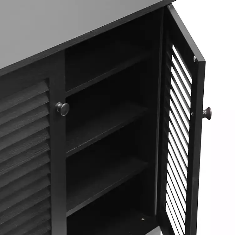 Cabinets & Sideboards-Kirklands Home Espresso Shutter Door Wooden Cabinet