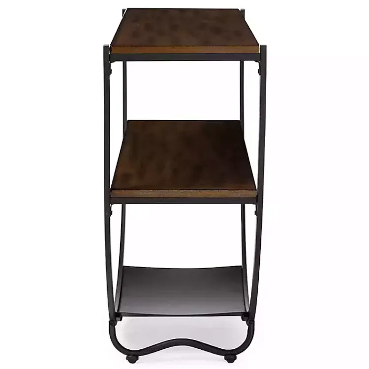 Console Tables-Kirklands Home Black Metal and Rustic Wood Modern Console Table