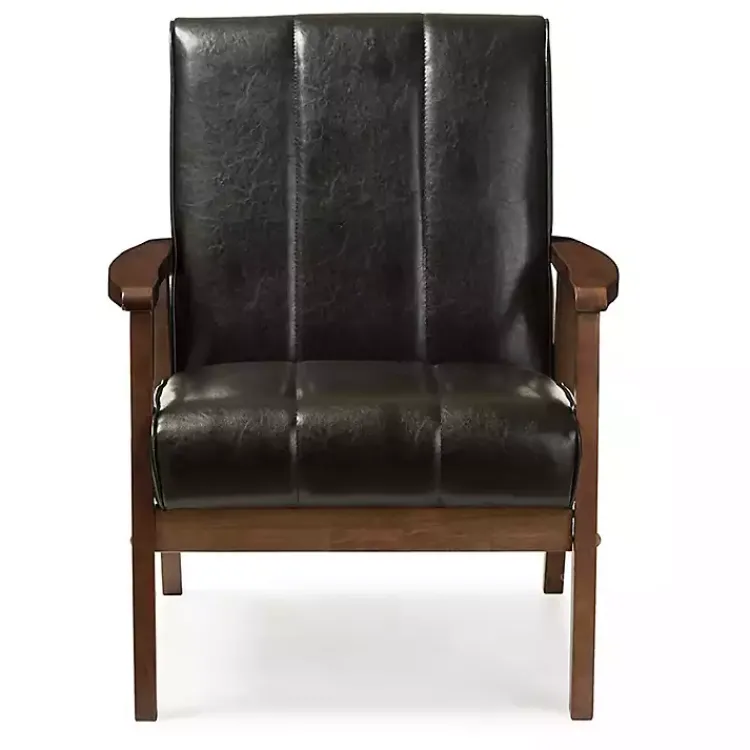Accent Chairs-Kirklands Home Faux Leather Kegan Accent Chair Black