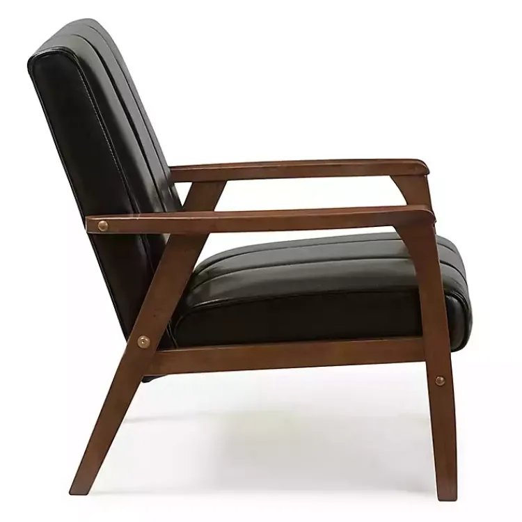 Accent Chairs-Kirklands Home Faux Leather Kegan Accent Chair Black