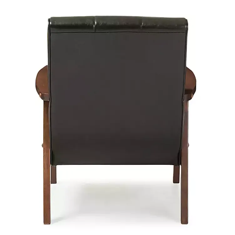 Accent Chairs-Kirklands Home Faux Leather Kegan Accent Chair Black