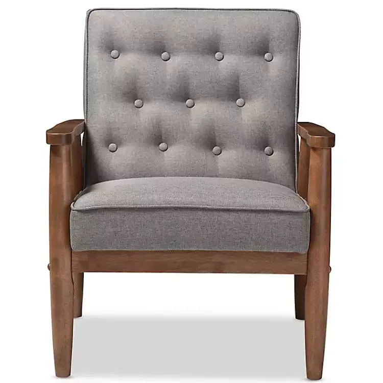 Accent Chairs-Kirklands Home Button-Tufted Sawyer Accent Chair Gray