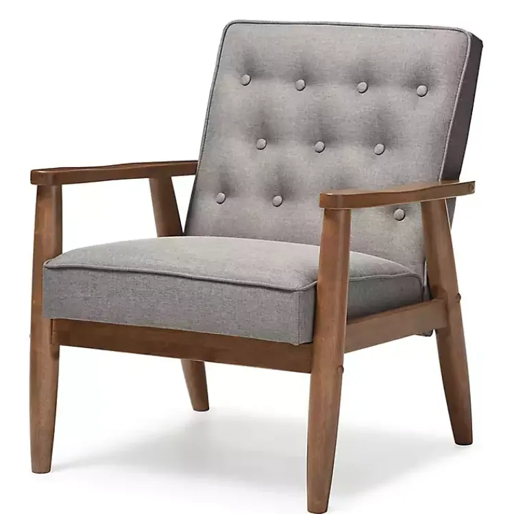Accent Chairs-Kirklands Home Button-Tufted Sawyer Accent Chair Gray
