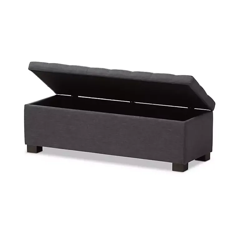 Entryway Furniture-Kirklands Home Dark Tufted Contemporary Storage Bench Gray