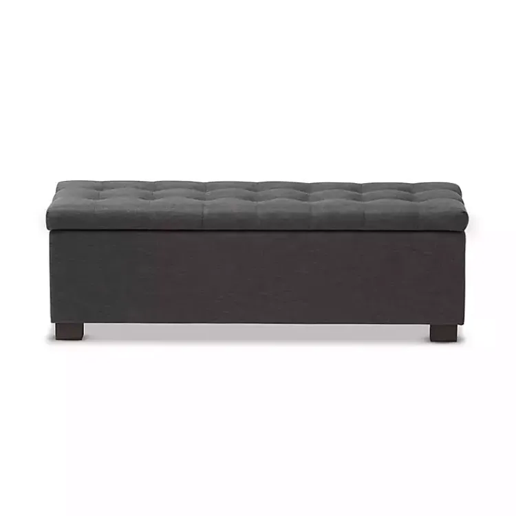 Entryway Furniture-Kirklands Home Dark Tufted Contemporary Storage Bench Gray