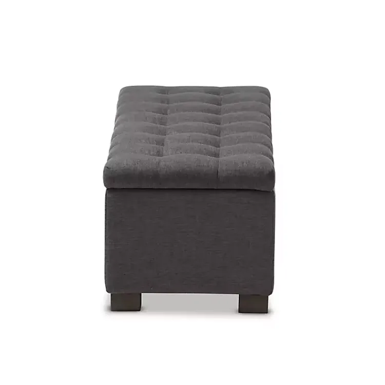 Entryway Furniture-Kirklands Home Dark Tufted Contemporary Storage Bench Gray