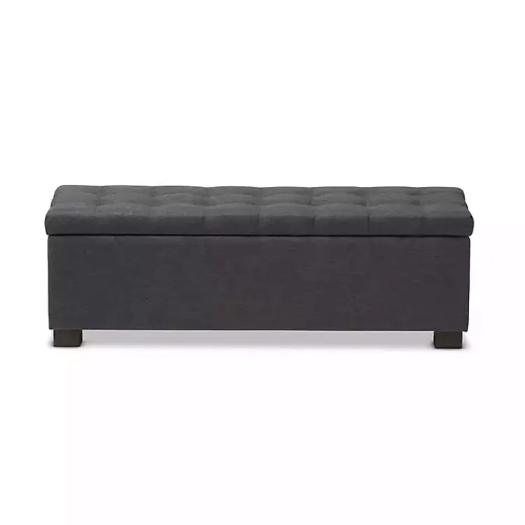 Entryway Furniture-Kirklands Home Dark Tufted Contemporary Storage Bench Gray